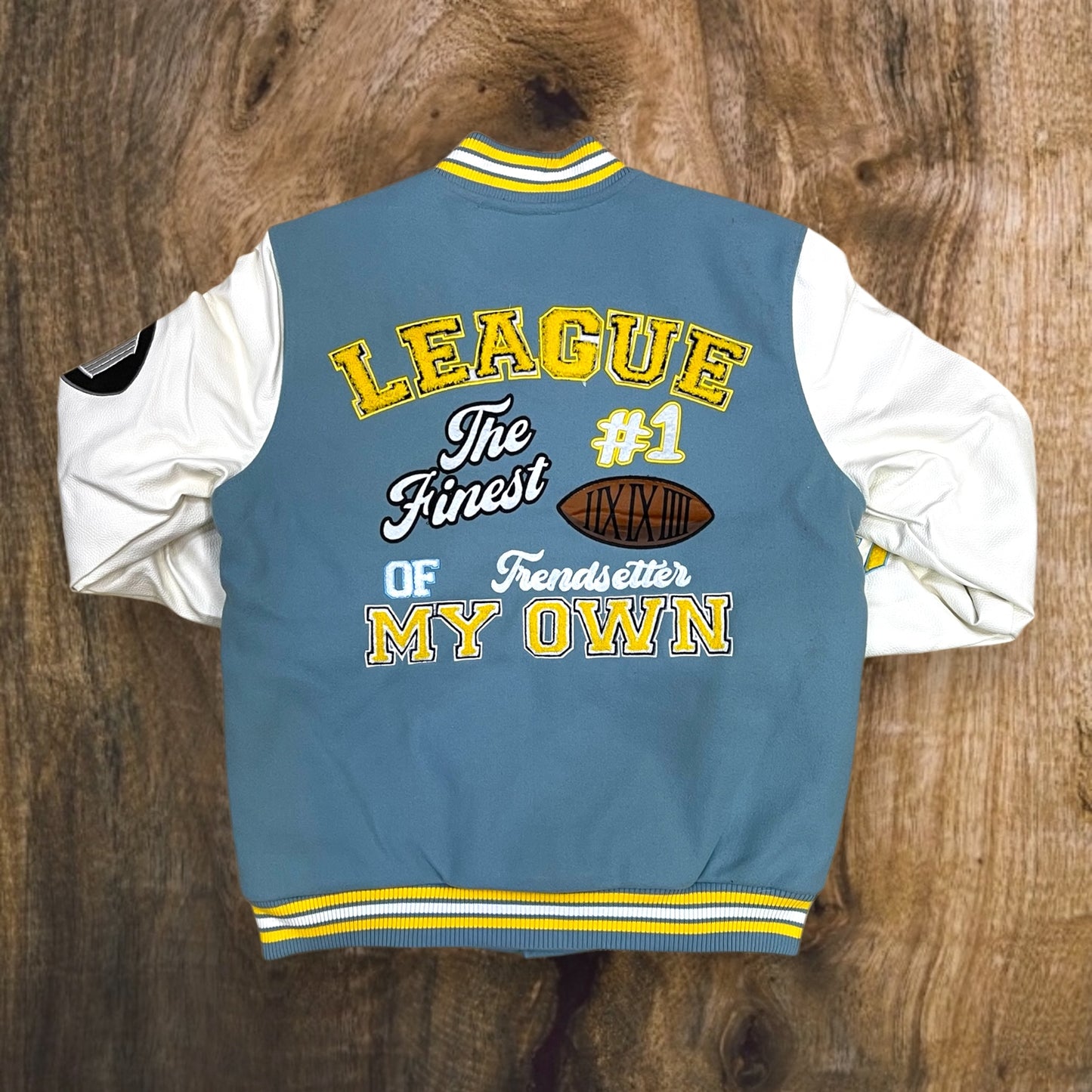 J471 - League The Finest of Trendsetter Varsity Jacket (Sky Blue)