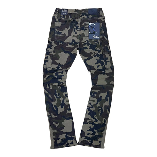SF3518 - Twill Cargo Pocket Stretch Stacked Flared Jeans