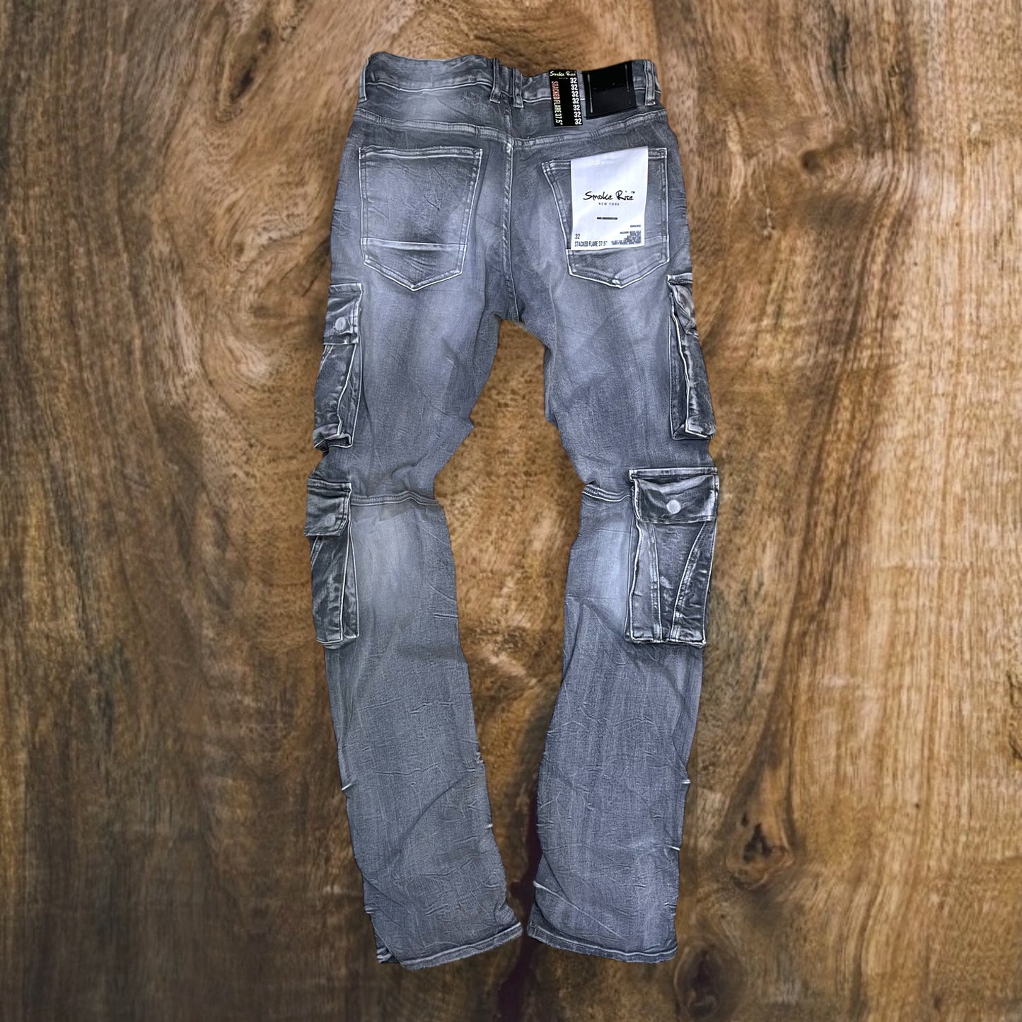 JP25143 - Premium Cargo Pocket Fashion Stacked Flare Jeans