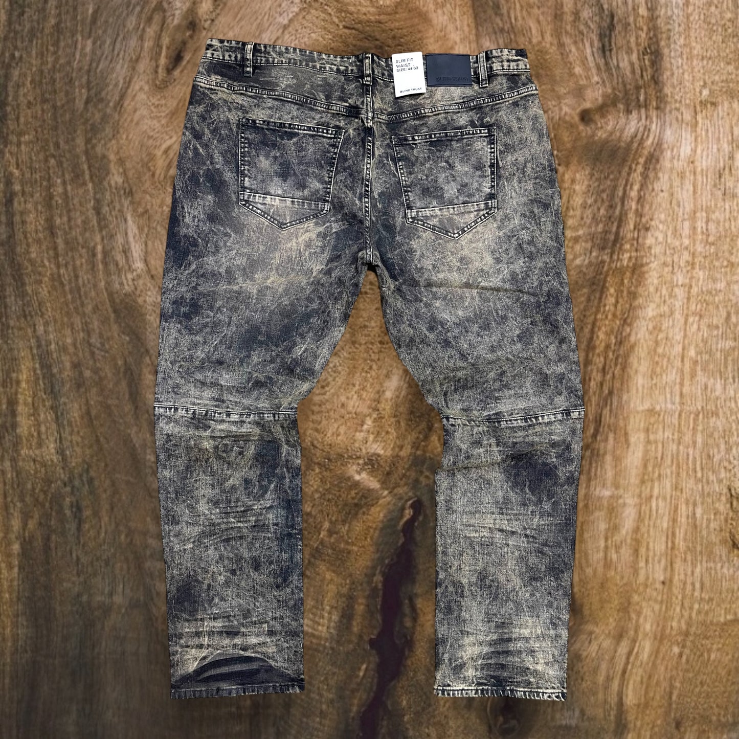 BTP24950X - Big Men's Distressed Rip & Repair Slim-Fit Stretch Jeans