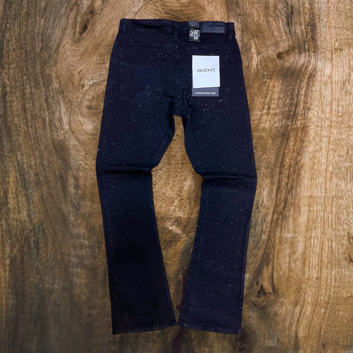 P548 - Full F&B All Over Rhinestone Stacked Flare Jeans