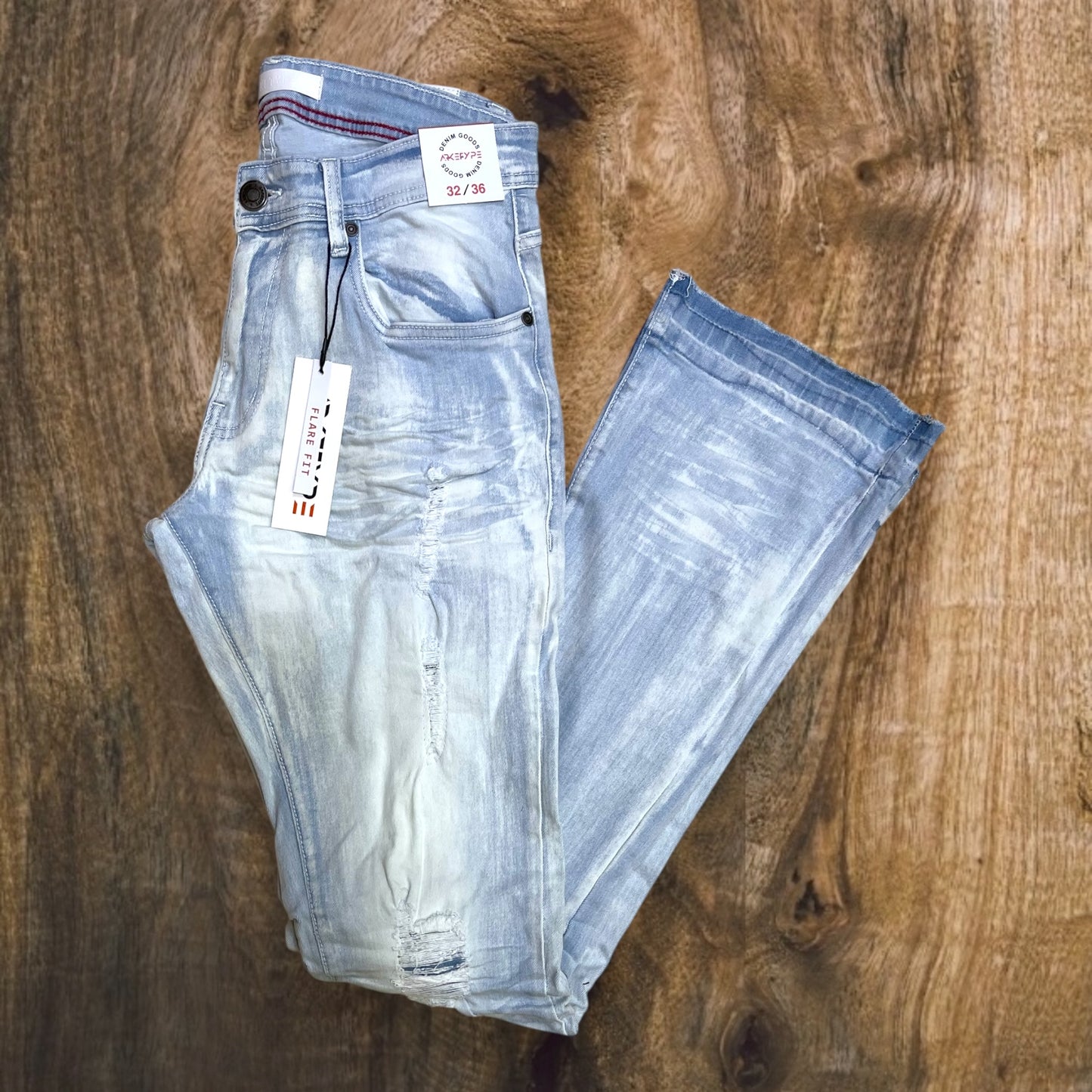 P538 - Double Whisker Stretch Stacked Flared Jeans