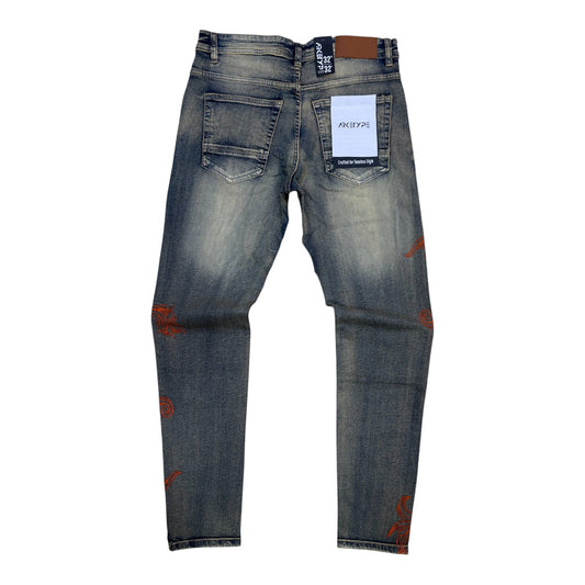 WH-P614 - Victory Baroque Style Slim-Fit Stretch Jeans