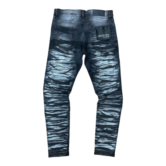 WH-P622 - Crinkle Ripped Slim-Fit Stretch Jeans