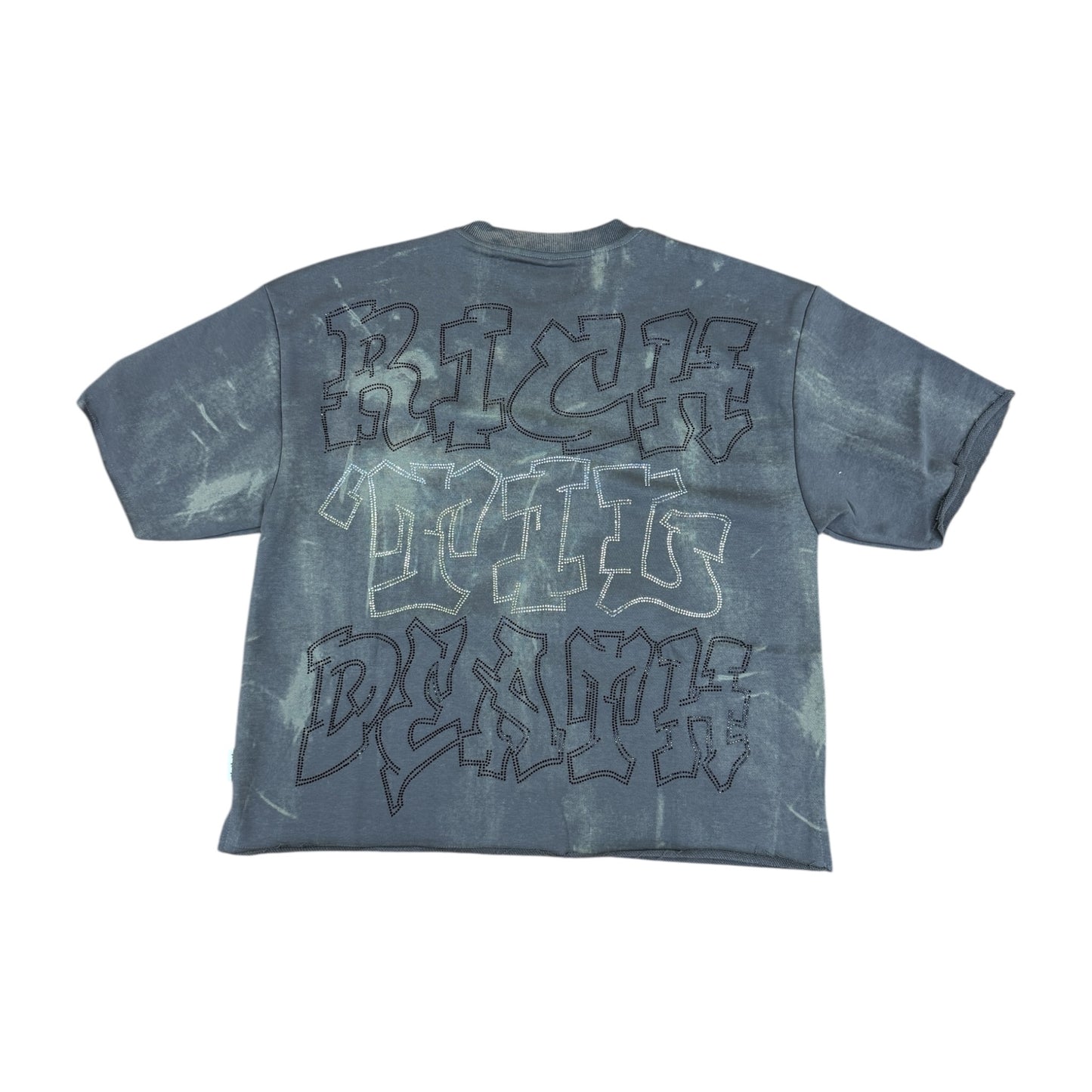 T1435 - Rich Til Death with Rhinestones Cropped Top T-Shirt
