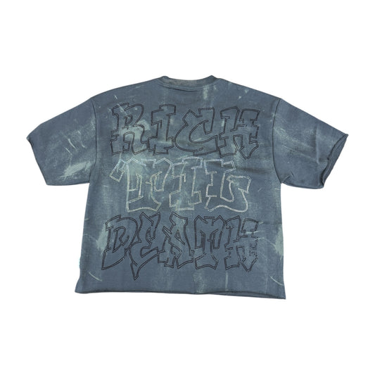 T1435 - Rich Til Death with Rhinestones Cropped Top T-Shirt