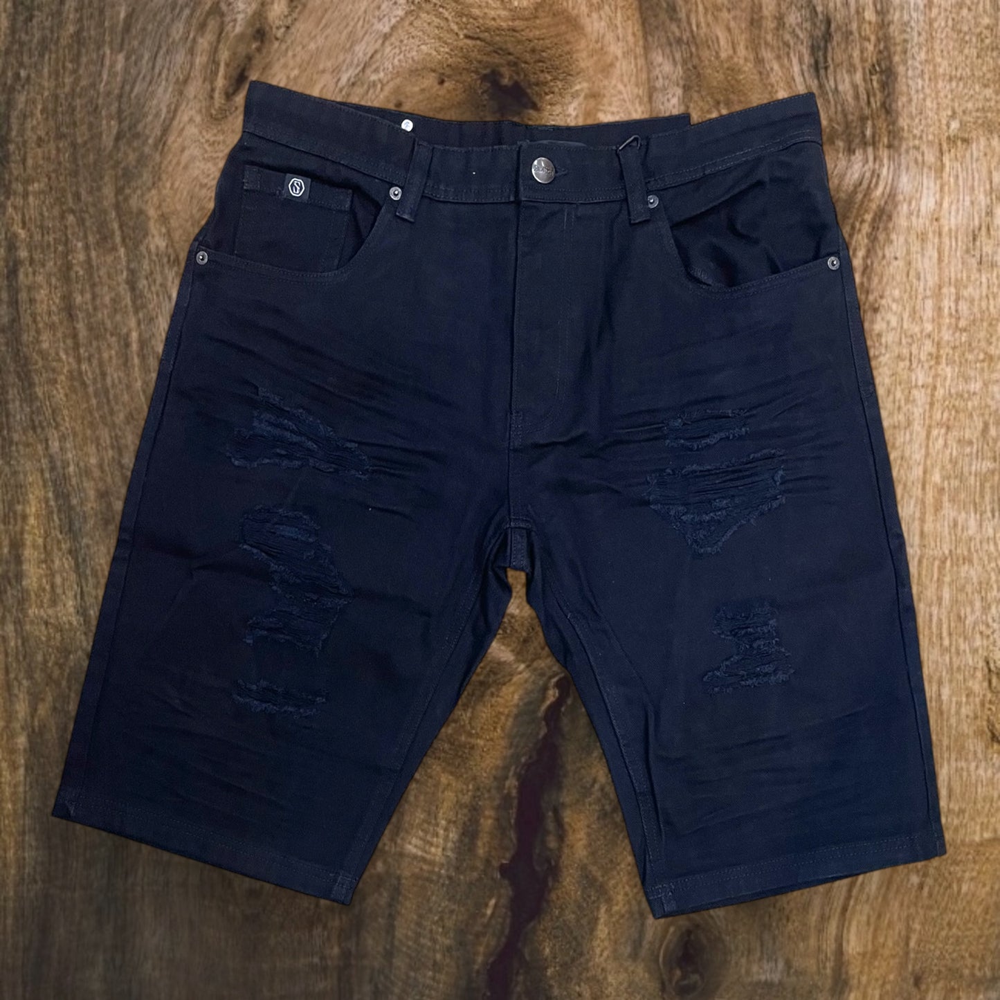 SS5700 - Premium Distressed Rip & Repair Non-Stretch Denim Shorts