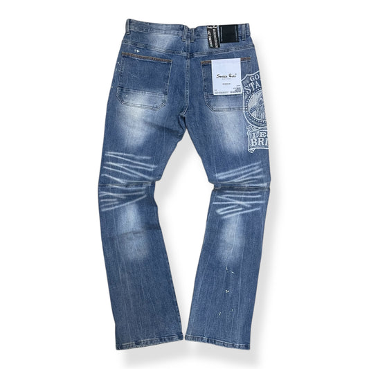 JP25644 - Legacy Brigade Grandeur Plaid Lazy Flare Stacked Denim Jeans