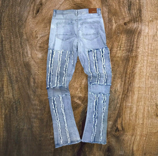 P483K - Vertical Box Rip Stacked Jeans Boy's/Kid's