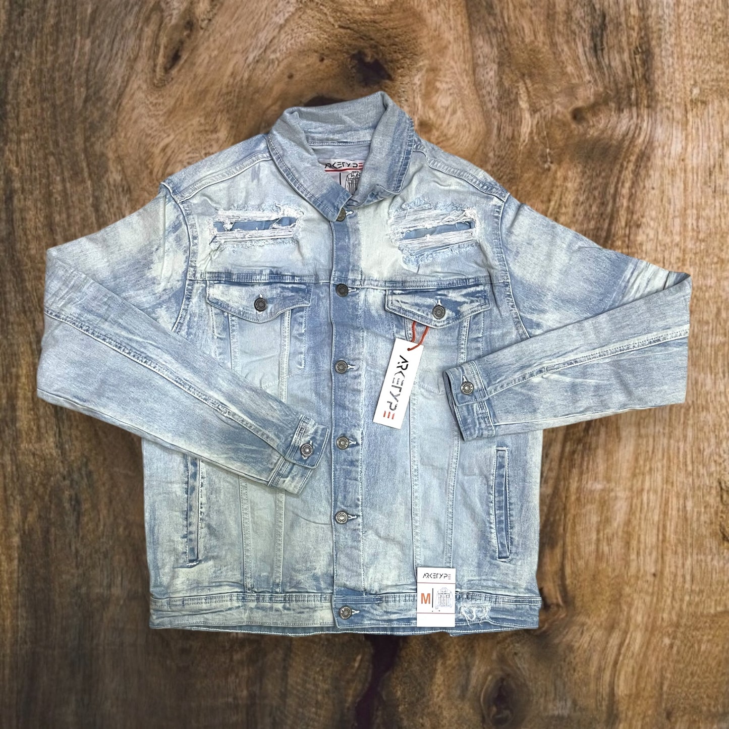 J540 - Double Whisker Rip n Repair Denim Stretch Jacket