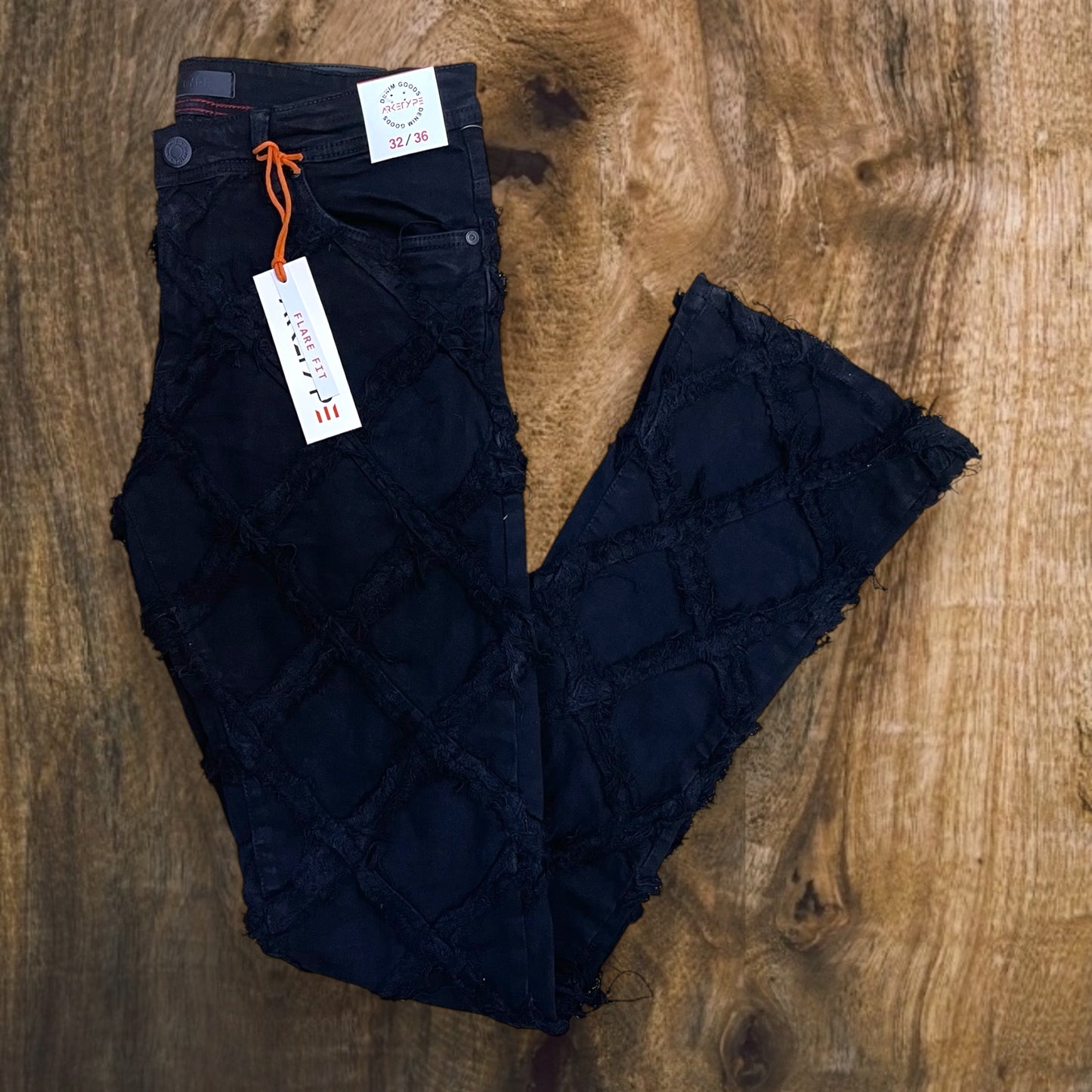 P525 - Premium Cross Roads Stacked Flare Jeans