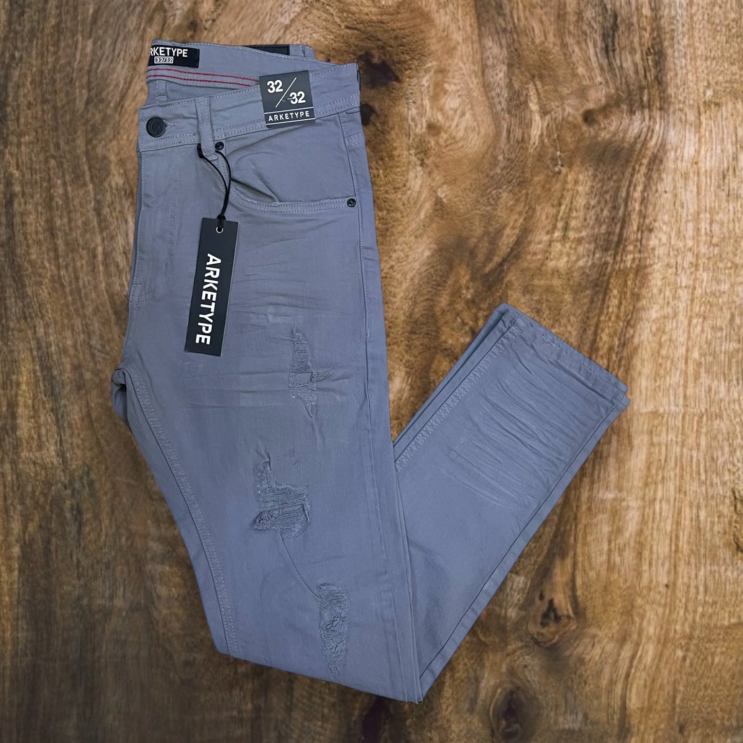 P403 - Twill Ripped Slim-Fit Stretch Jeans