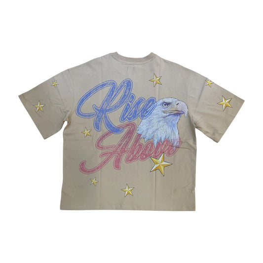 WH-RK1482093 - Fearless Faded with Rhinestones Boxy Graphic T-Shirt