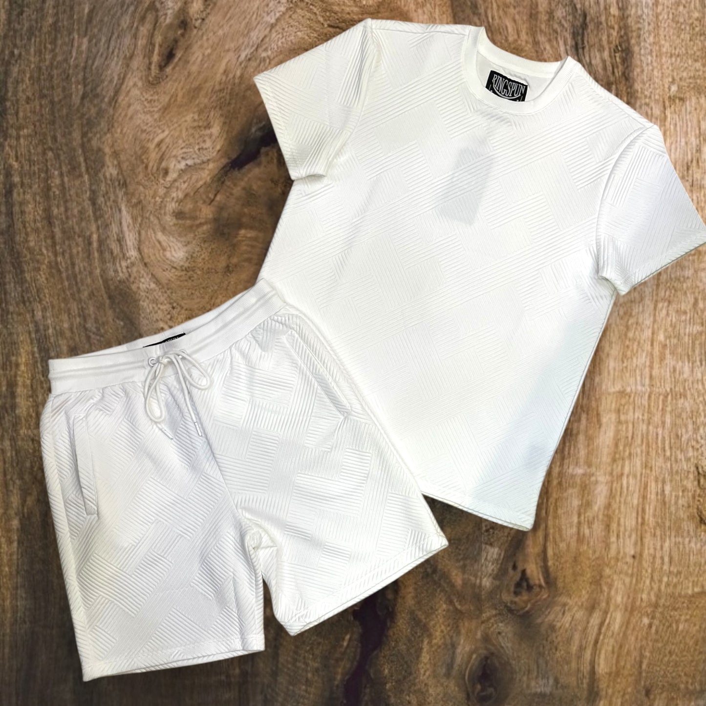 351-184 - RS Texture Embossed Shorts SET (Off-White)