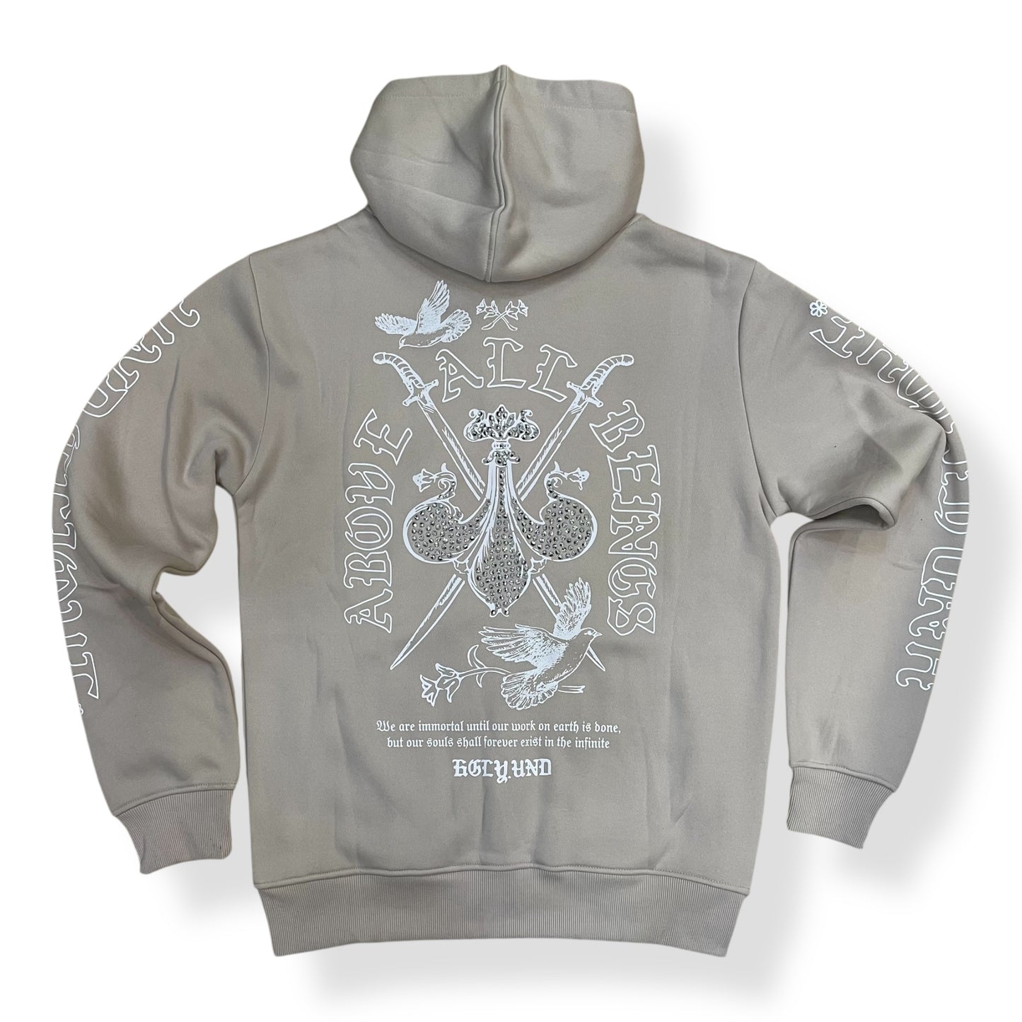 UF5604 - Above All Graphic Zip Down Rhinestone Hoodie