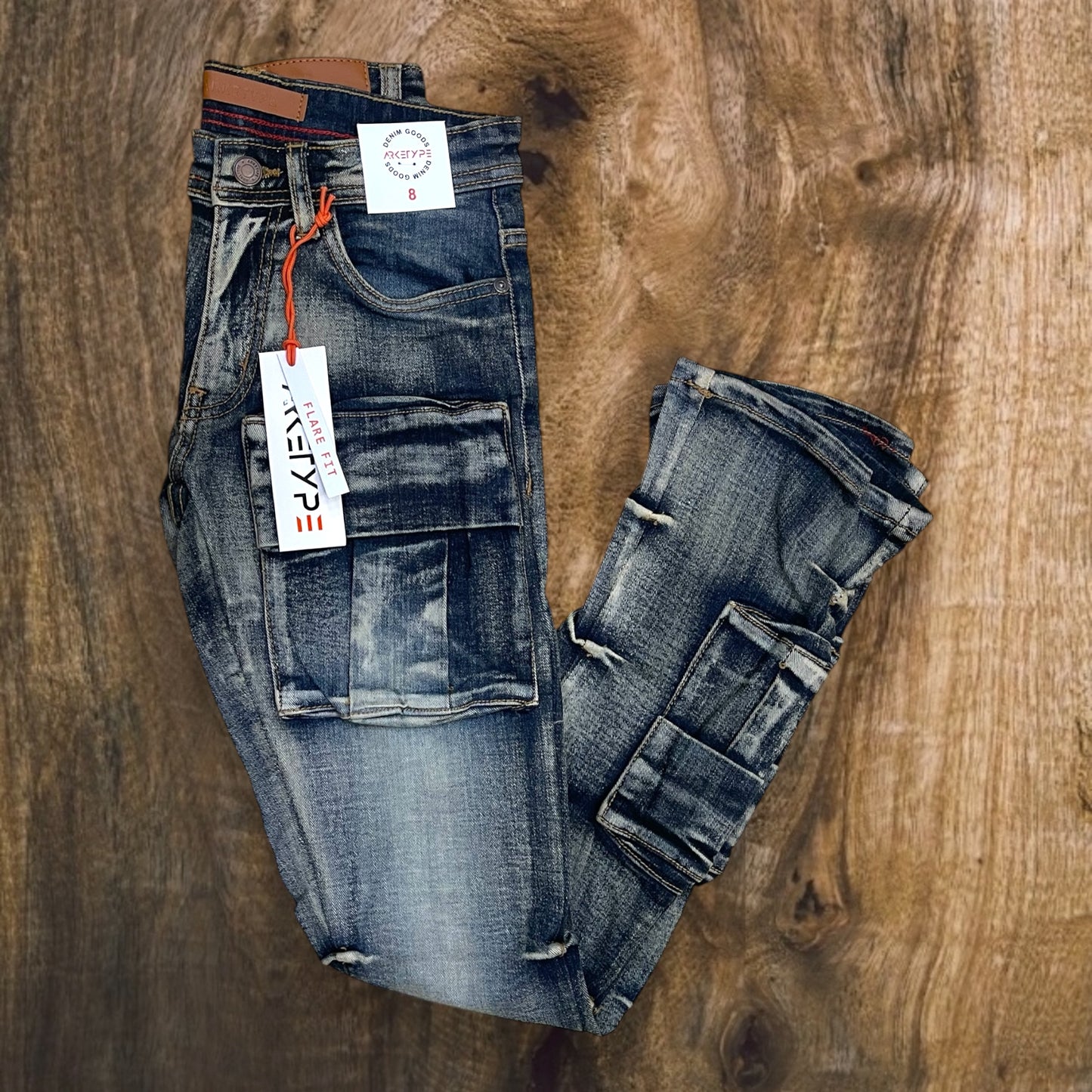 P444K - Boys' 8-18 Timeless Stacked Cargo Pocket Jeans
