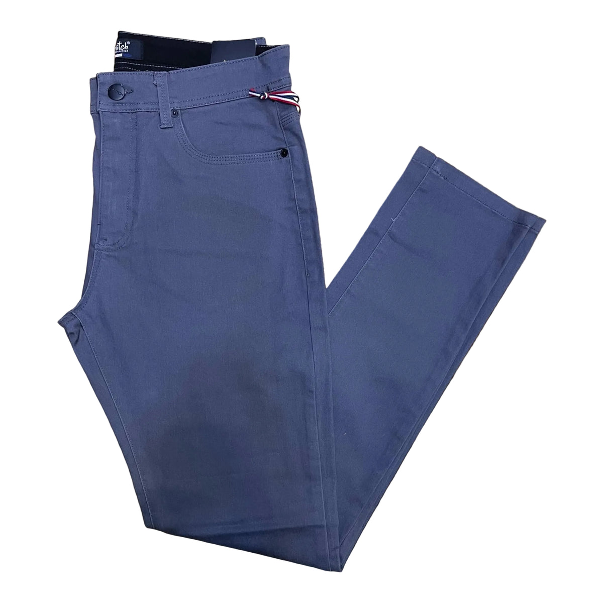 Switch span twill casual slim-fit stretch pants in blue