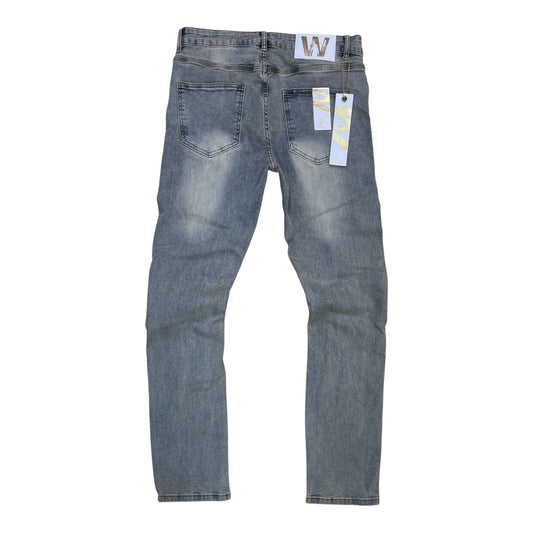 M8745D - Multicolor Leaf Embroidered Slim-Fit Jeans