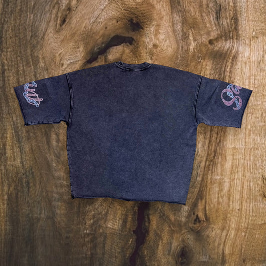 RK5481767 - STREET SAINT with Rhinestone Studs Cropped Drop Shoulder Fleece Crewneck