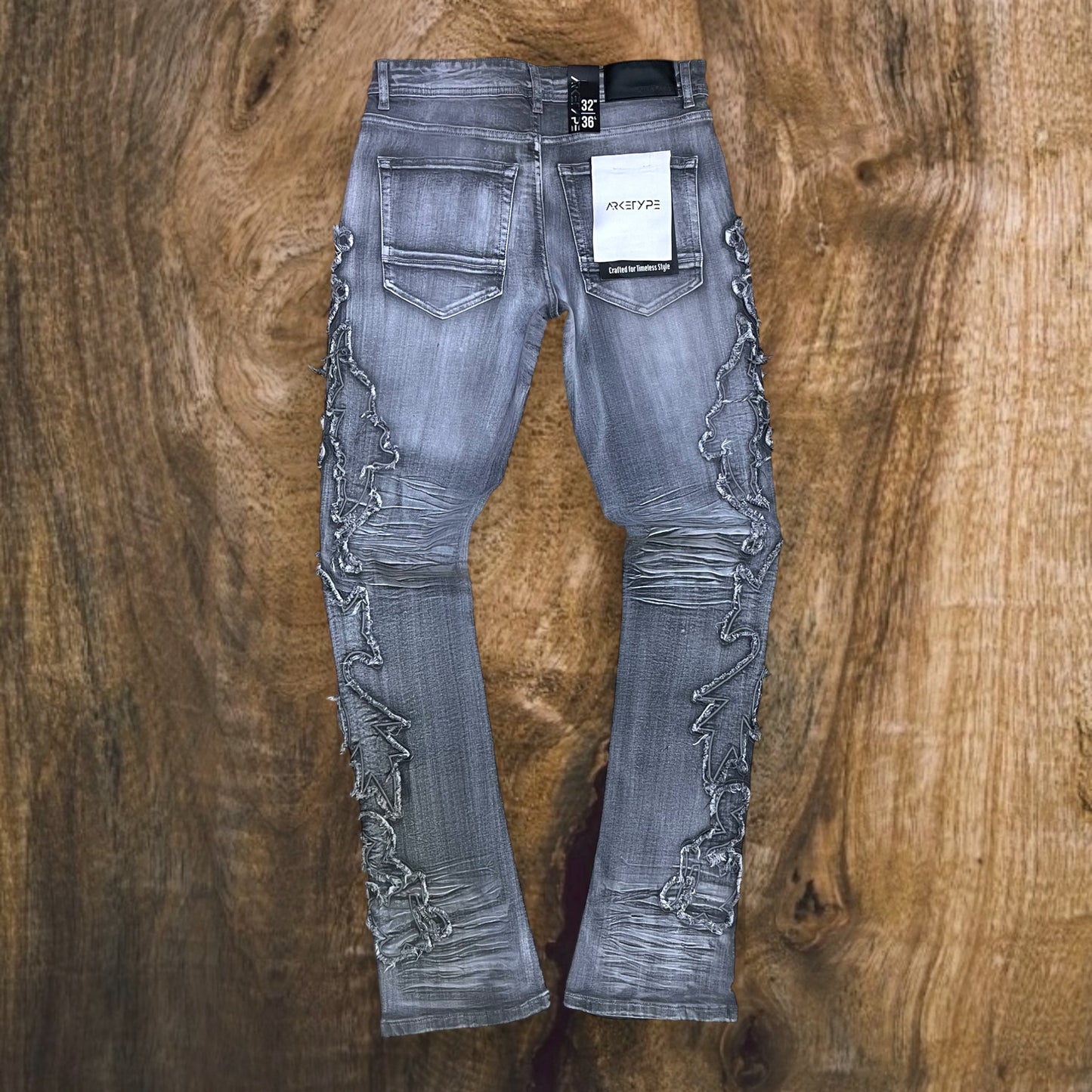 P541 - WWW Heavy Frayed Stretchable Stacked Flared Jeans
