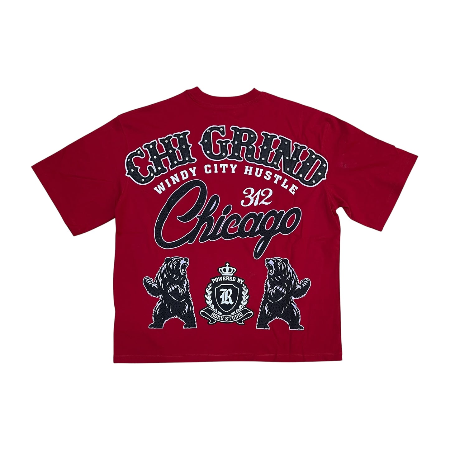 WH-RK1482069 - Chicago with Studs Boxy Graphic T-Shirt