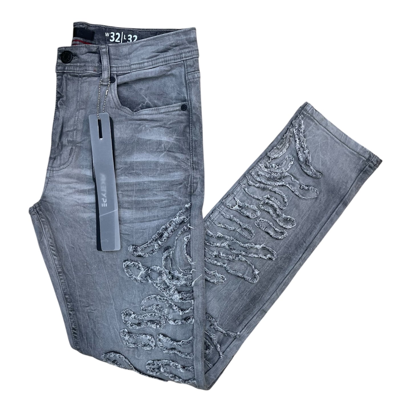 WH-P617 - Cypress Laser Motif Slim-Fit Stretch Jeans
