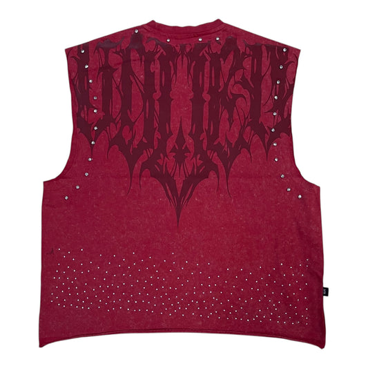 WH-SM6179 - Spiked Tribal Sleeveless with Studs and Rhinestones Graphic T-Shirt