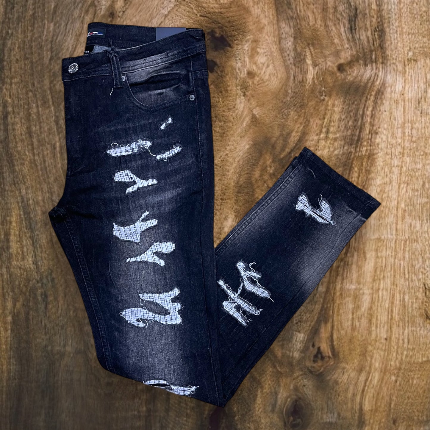 SS4606 - Premium Washed Ripped Slim-Fit Stretch Denim Jeans