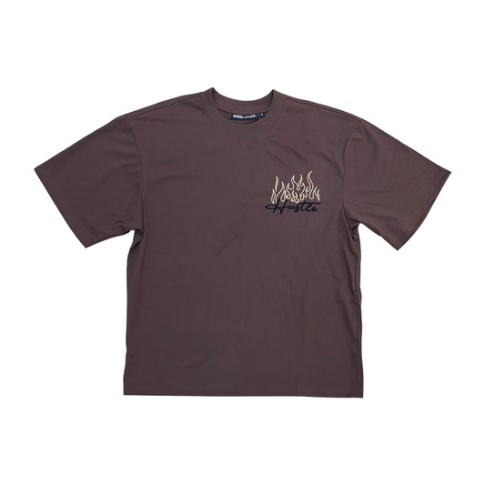 610-11122 - Hustle Embroidered Oversized Graphic T-Shirt