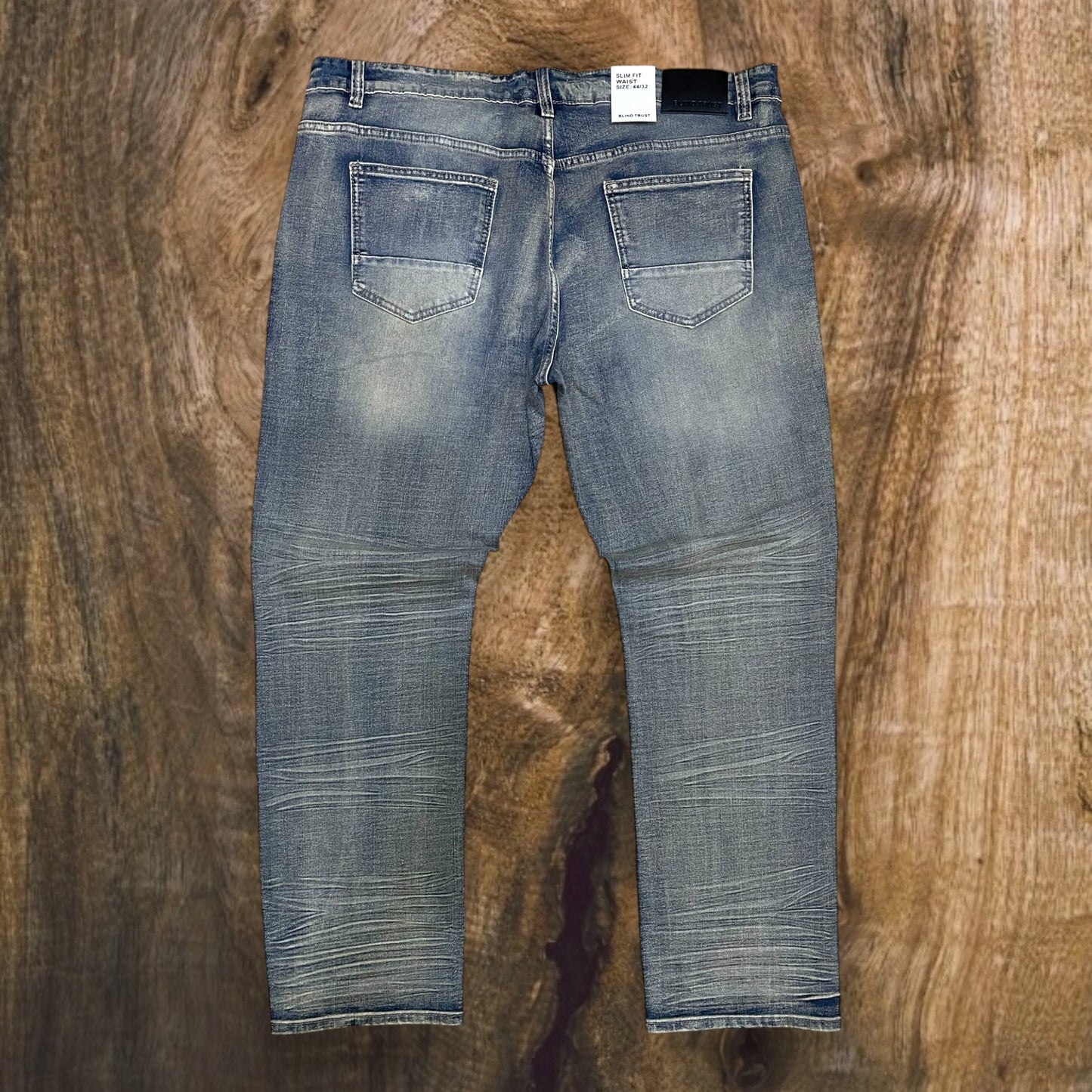BTP24082X - Big Men's Washed Clean Look Denim Slim-Fit Stretch Jeans