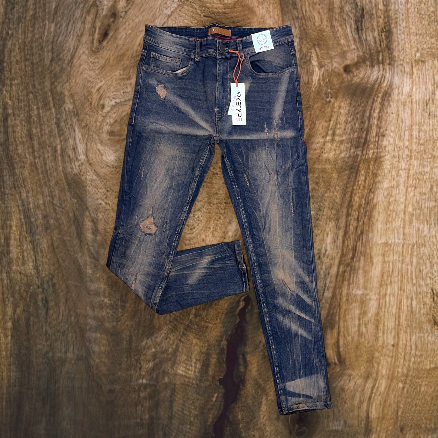 P542 - Jackson Rip & Repair Faded Wash Slim-Fit Stretch Jeans