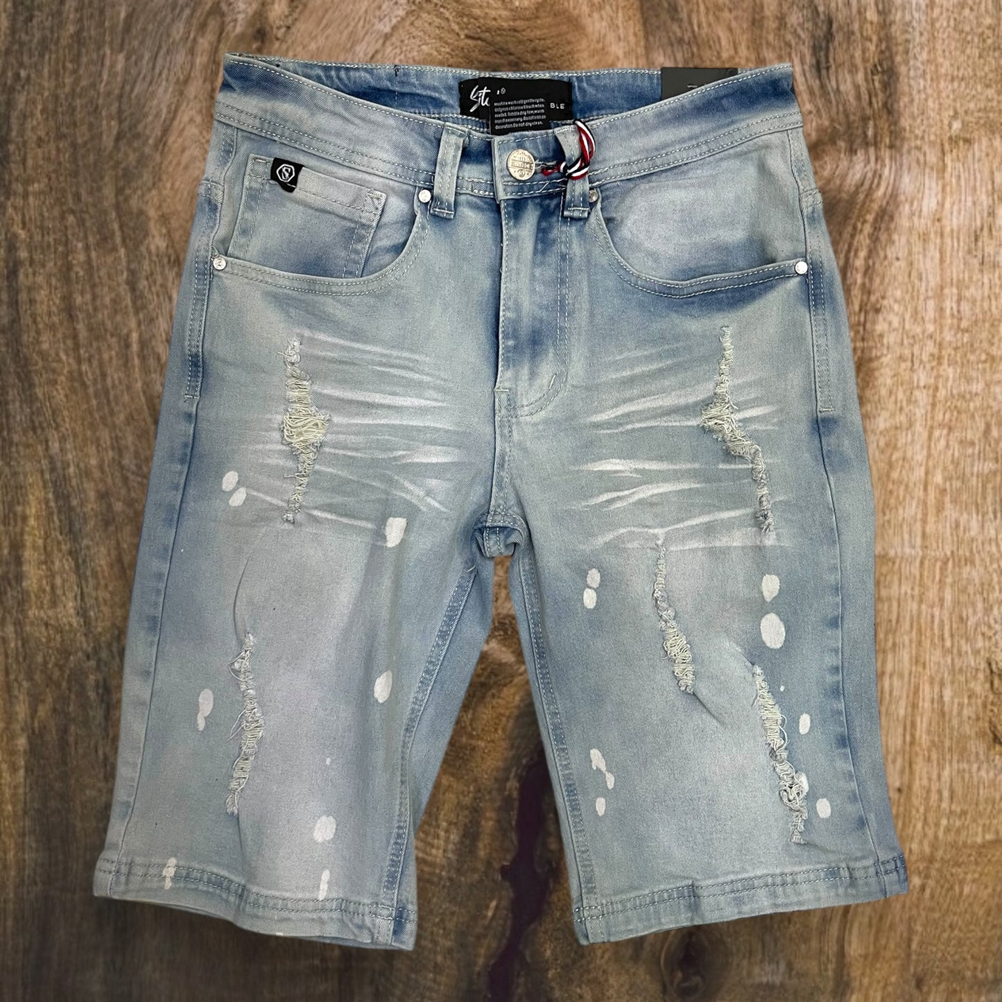 SS4701 - Ripped Denim Stretch Shorts