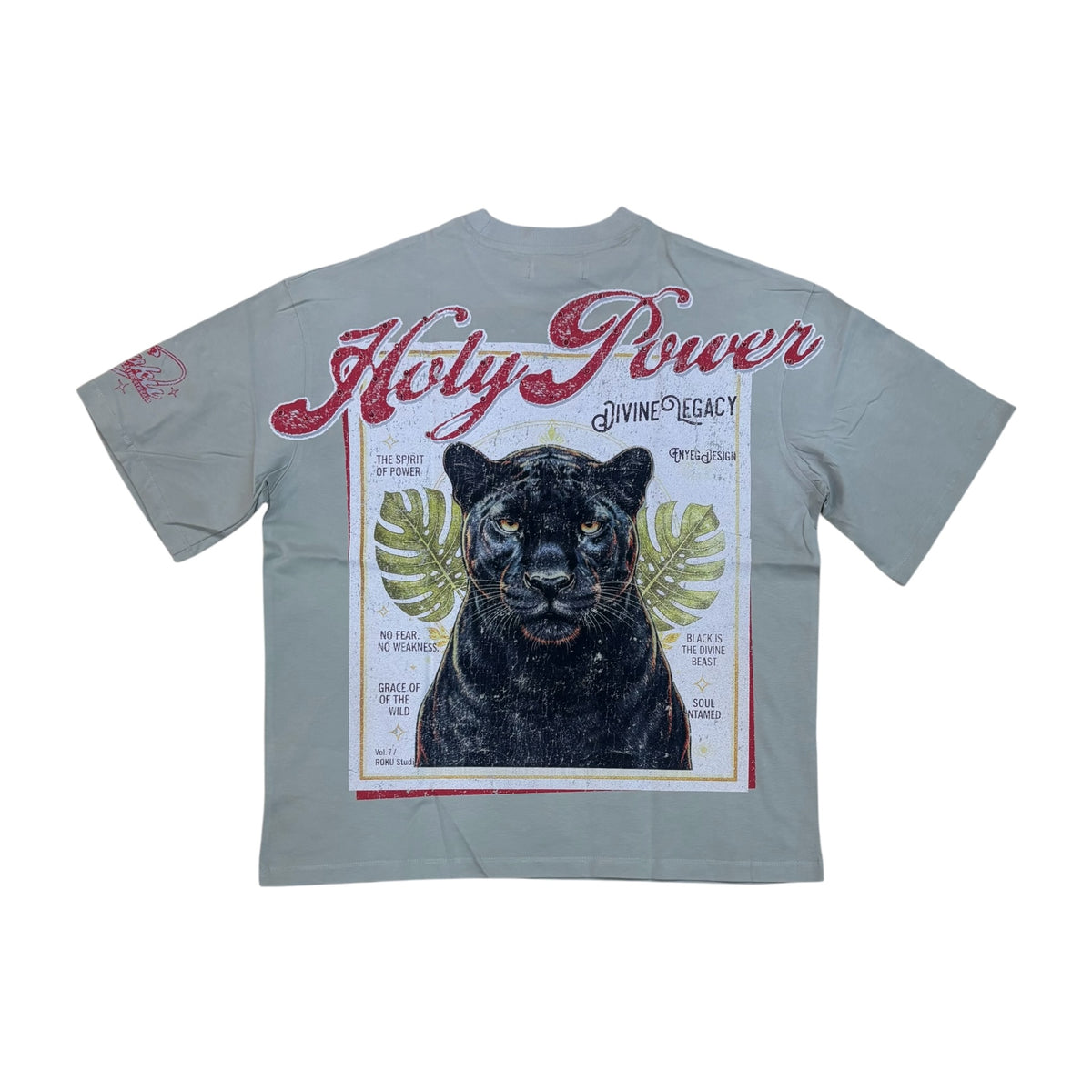 WH-RK1482132 - Holy Power Faded with Studs Boxy Graphic T-Shirt
