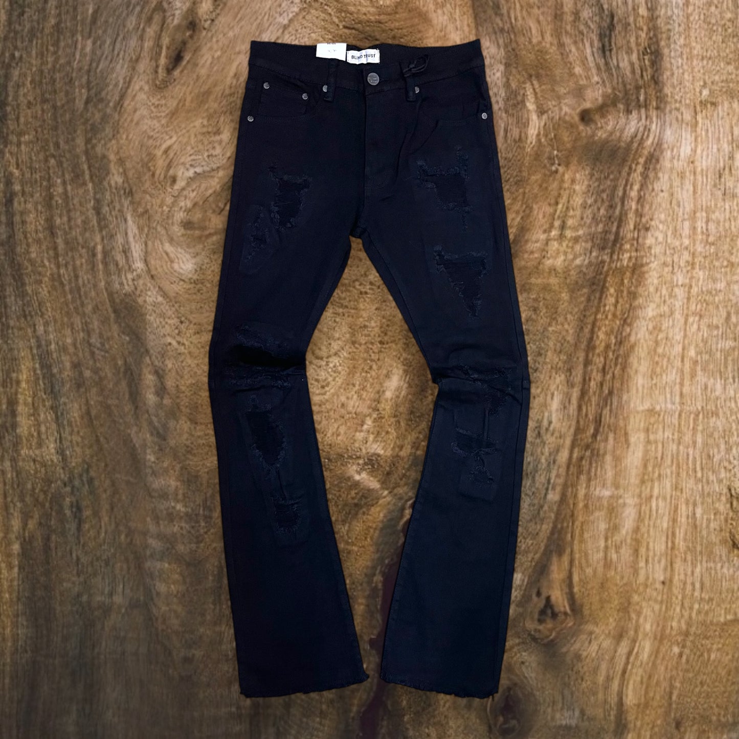 BTP24260 - Rip & Repair Stacked Flare Jeans