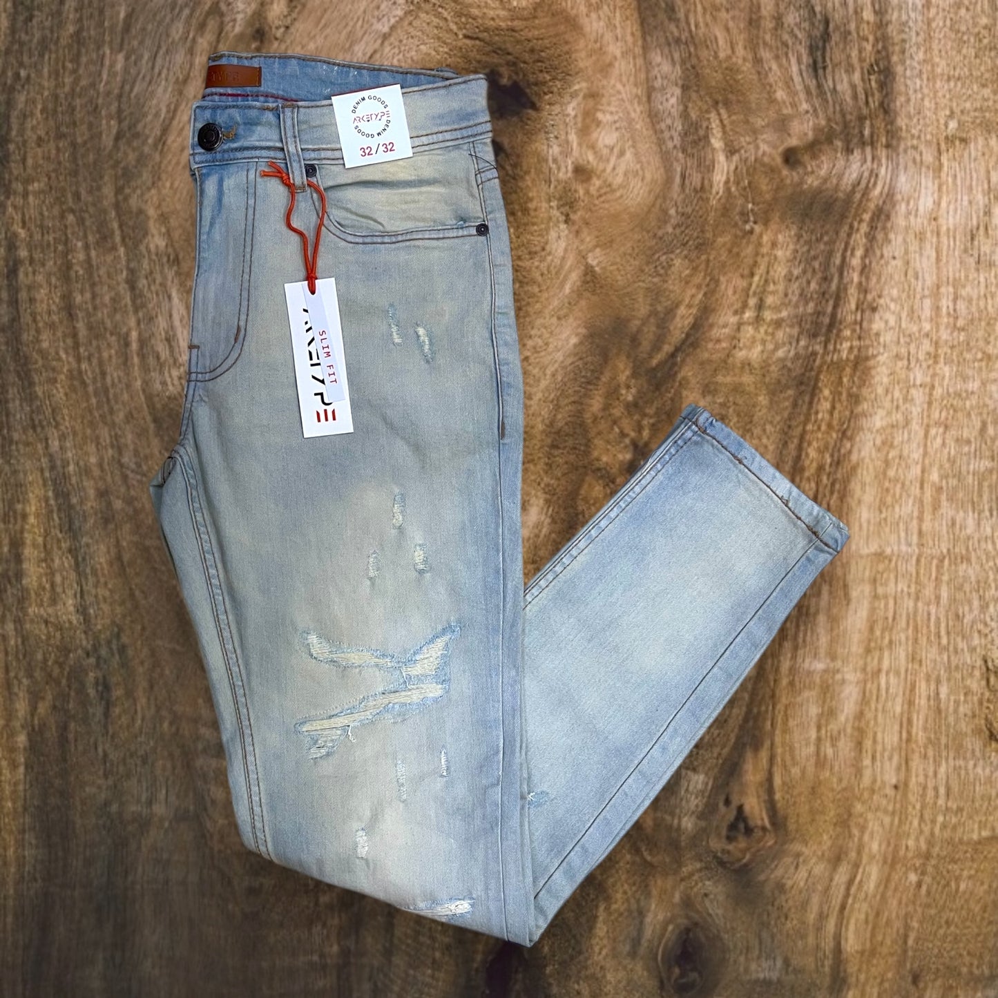 P502 - Laredo Ripped Slim-Fit Stretch Jeans