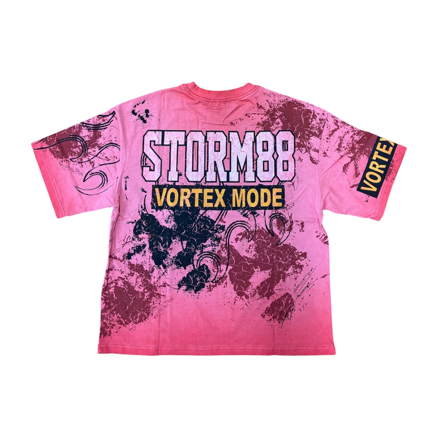 WH-ST8-017 - Storm88 with Rhinestone Heavy Print & Garment Wash Regular Fit Graphic Tee
