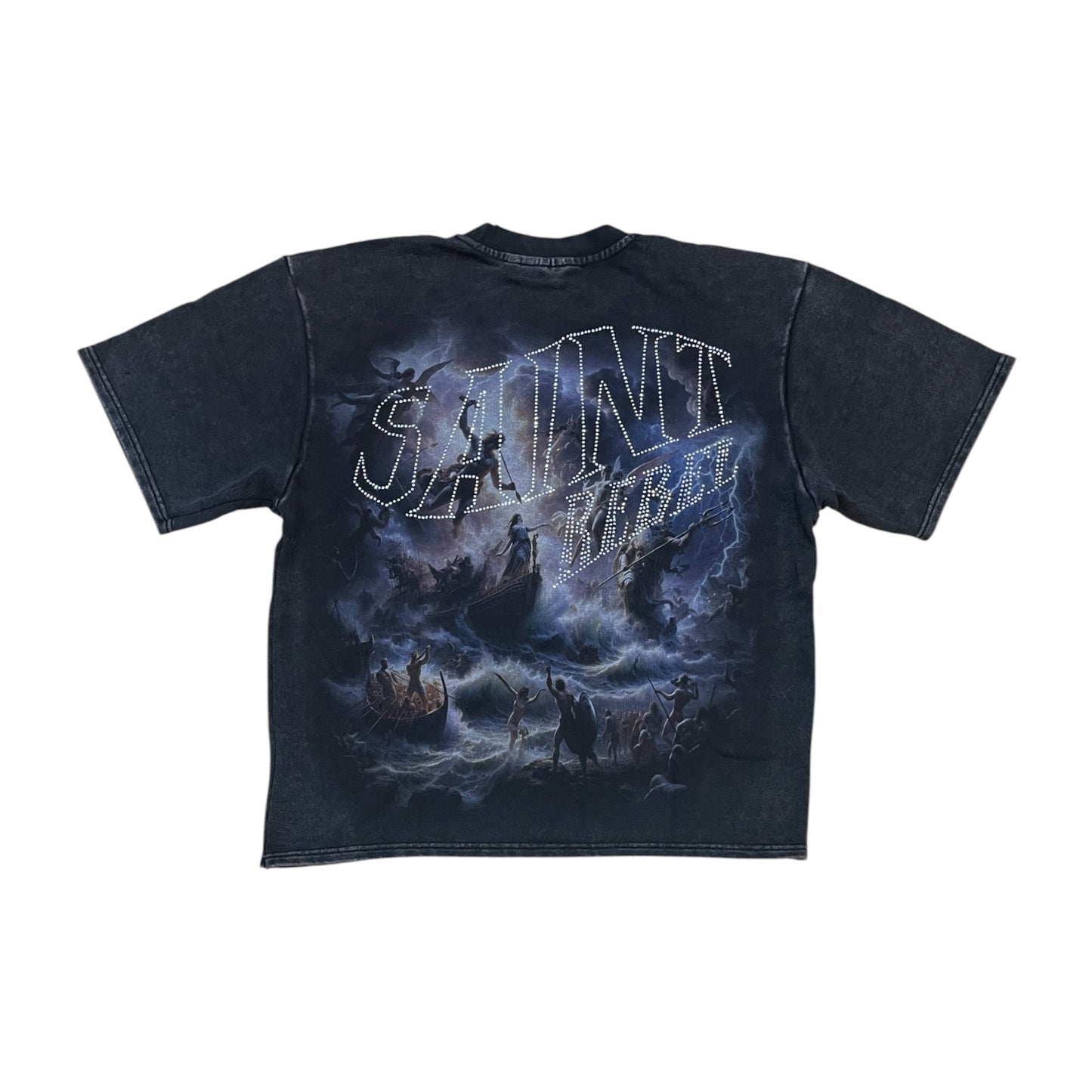 WH-610-11178 - Sinister with Rhinestones n Studs Cropped Graphic T-Shirt