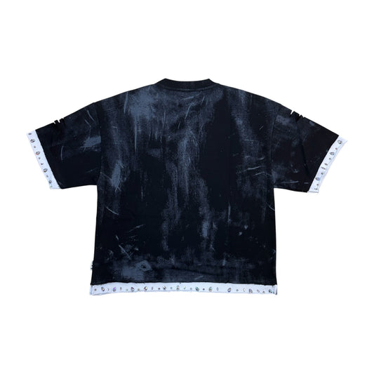 WH-T1486 - Straight with Rhinestones Cropped Top T-Shirt