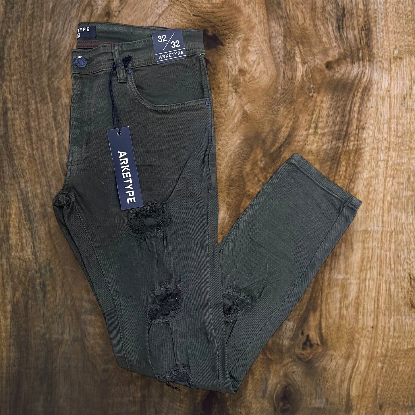 P403 - Twill Ripped Slim-Fit Stretch Jeans