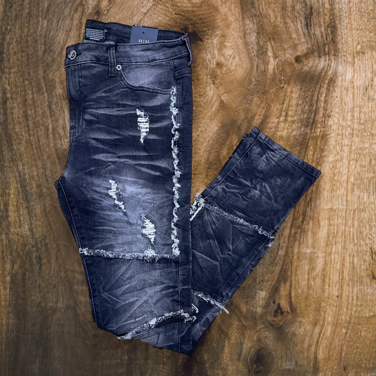 SS4676 - Premium Washed Ripped Slim-Fit Stretch Denim