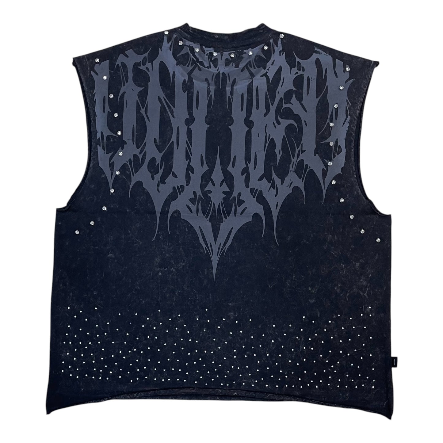 SM6179 - Spiked Tribal Sleeveless with Studs and Rhinestones Graphic T-Shirt
