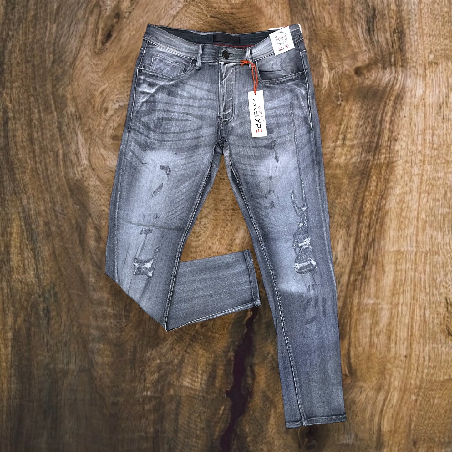 P401 - Bolt Ripped Slim-Fit Stretch Jeans