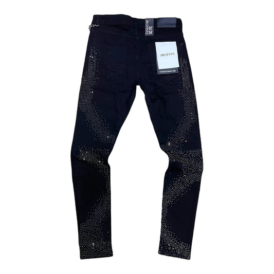P549 - Nile Rhinestone Slim-Fit Stretch Jeans with Silver Side Chain