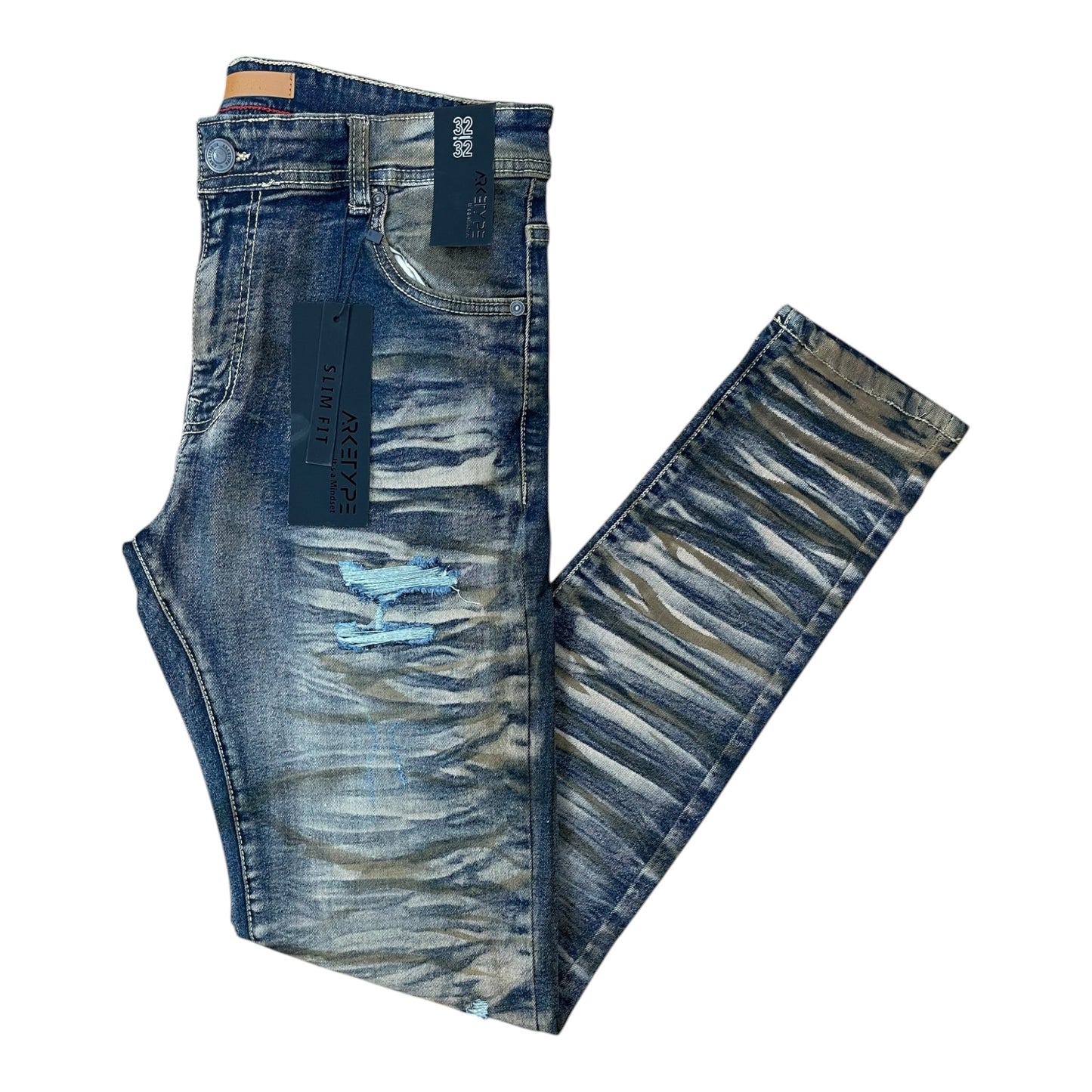 WH-P622 - Crinkle Ripped Slim-Fit Stretch Jeans