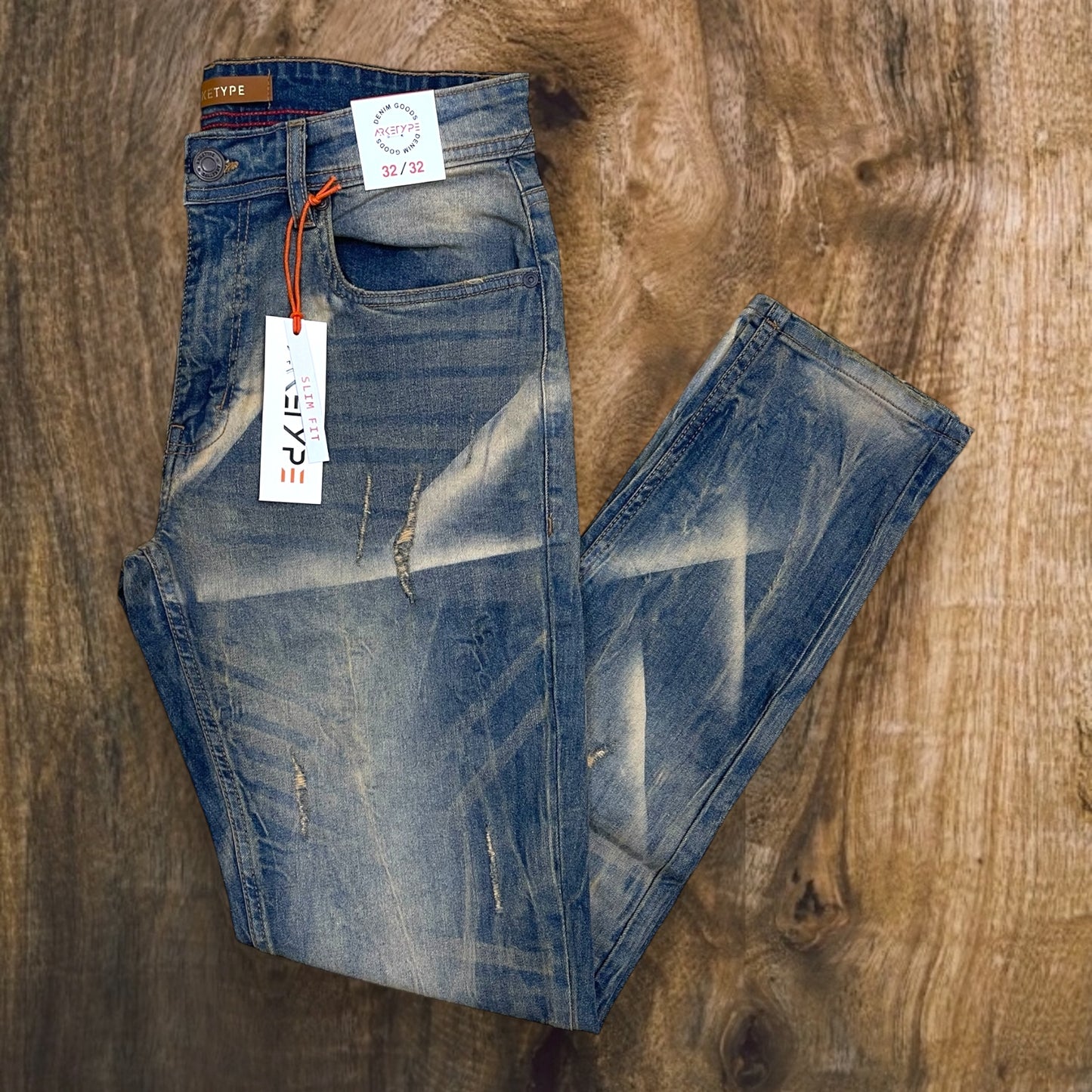 P542 - Jackson Rip & Repair Faded Wash Slim-Fit Stretch Jeans