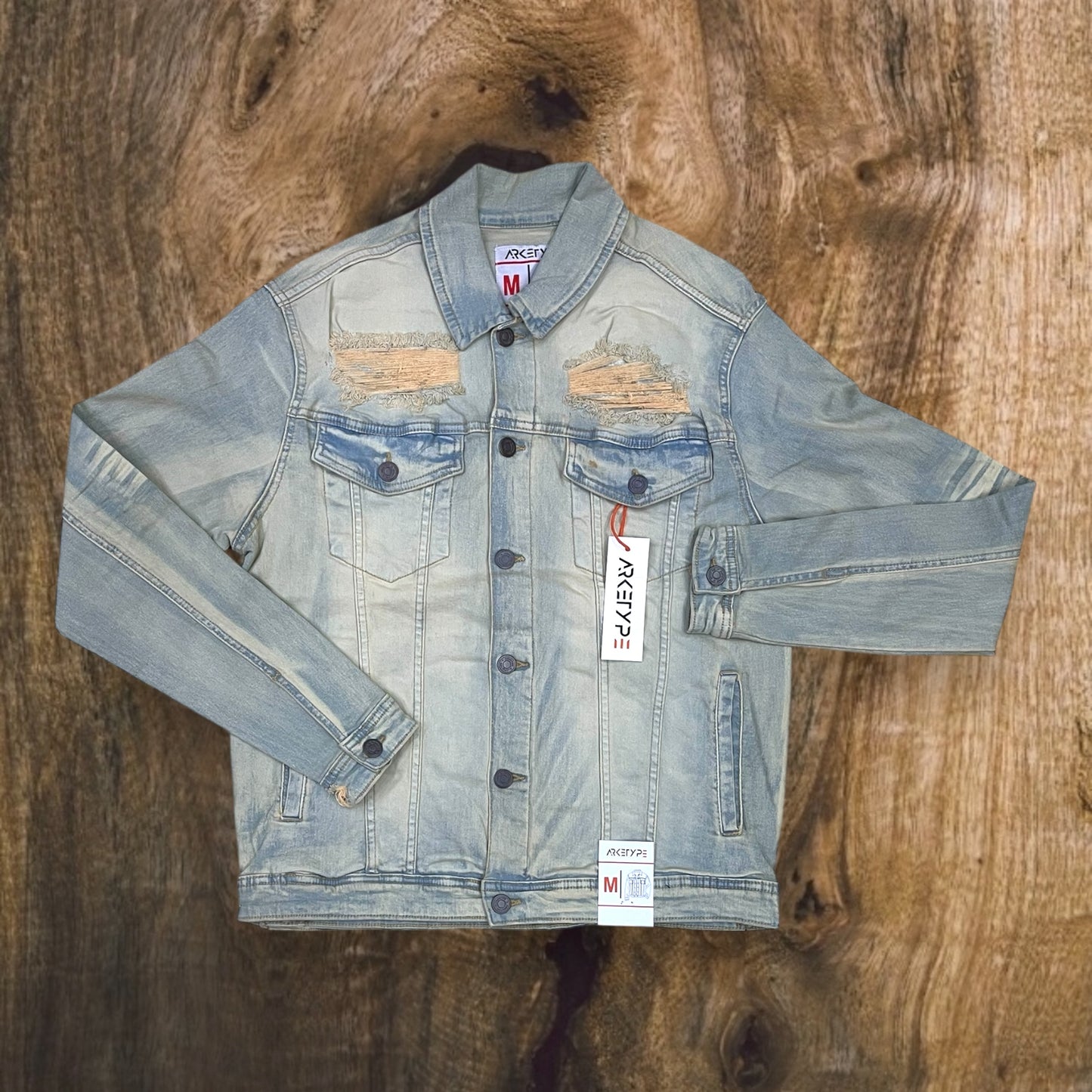 J540 - Double Whisker Rip n Repair Denim Stretch Jacket