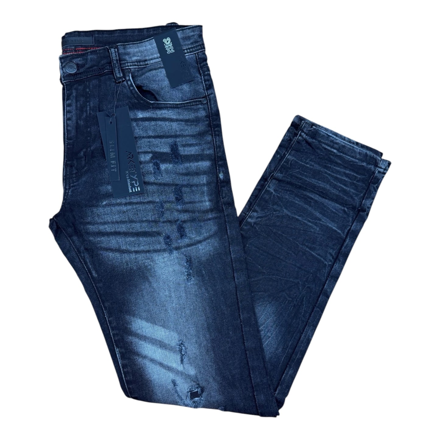 WH-P621 - Shadow Rip & Repair Slim-Fit Stretch Jeans