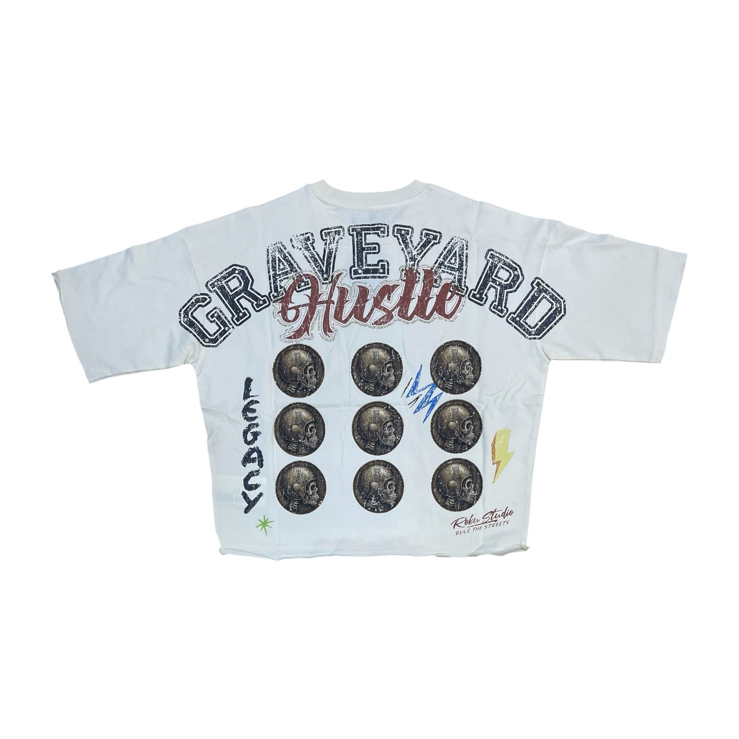 WH-RK1482075 - Graveyard with Rhinestones Cropped Top Graphic T-Shirt