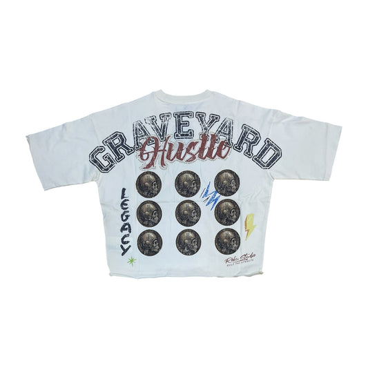 WH-RK1482075 - Graveyard with Rhinestones Cropped Top Graphic T-Shirt