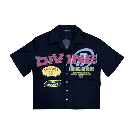 WH-RK1482114 - Divine Woven Button Down Cropped Shirt